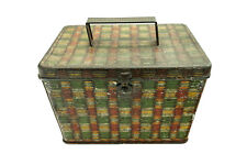 Huntley & Palmers Picnic Hamper Antique Biscuit Tin Folding Handle 1897 picture