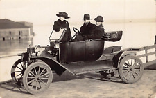 EXC RPPC  FULL VIEW OF OLD AUTO  WITH  IDENTIFIED 3 PEOPLE, DOG  , BEMIDJI MN picture