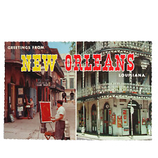 Greetings From New Orleans Louisiana Postcard Vieux Carre Buildings Vintage picture