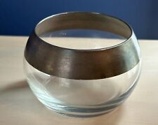 Vintage Mid Century Modern Glass Open Sugar Bowl Silver Rim picture