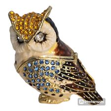 Heavy Cast Iron? Owl Hinged Trinket Box Jeweled 3