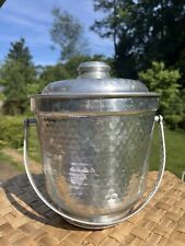 Vintage MCM Made in Italy Hammered Aluminum Ice Bucket, Double Walled, Large picture