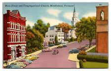 Main Street And Congregational Church, Middlebury, Vermont Postcard picture