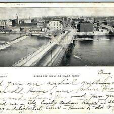 1904 Waterloo, IA Birdseye of East Litho Photo Postcard St Downtown Rare UDB A38 picture