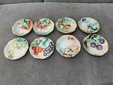 Antique Set of 8 Porcelain Dessert or Berry Bowls w/ Painted Fruit Decoration picture
