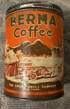 Vintage BERMA COFFEE Tin One Pound  THE GRAND UNION COMPANY No Lid picture