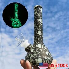 7 inch Silicone Hookah Glow in the Dark Smoking Water Pipe Skull Printed Bong picture