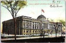 1907 Public Library & Museum Milwaukee Wisconsin WI Roadway View Posted Postcard picture