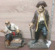 2 Vintage Pirates Souvenir Pirate Statues circa 1990 Peg Leg Eye Patch picture