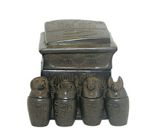 Rare Ancient Egyptian Antique Box and Canopic Jars 4Organs Storage Antique picture