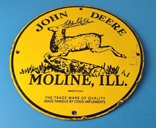 Vintage John Deere Porcelain Sign - Farm Tractor Gas Pump Motor Oil Sign picture
