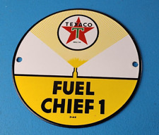 Vintage Texaco Gasoline Sign - Fuel Chief 1 Gas Pump Plate Porcelain Sign picture