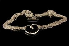VINTAGE HEART STERLING 925 MULTISTRAND CHAIN CHOKER NECKLACE D99-07 picture
