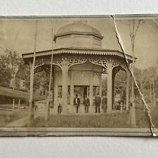 Antique CDV Photograph Men Outdoors High Rock Spring Saratoga Springs NY picture