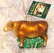 2007 OLD WORLD CHRISTMAS - HEREFORD STEER COW - BLOWN GLASS ORNAMENT NEW W/TAG picture