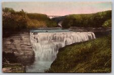 Postcard Middle Falls, Letchworth State Park NY hand-colored A81 picture