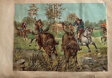 Chromos Waffles 19th Éme Centuries Hunting Aux Bison 5 7/8X8 11/16in picture