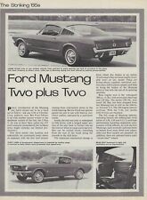 1965 Ford Mustang 2+2 Fastback Vintage Magazine Road Test Article Ad 260 289 GT picture