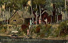Thatched house banks Upper Caloosahatchee River Florida FL ~ 1914 picture