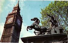 Vintage Postcard- Big Ben and Boadicea Statue, London. 1960s picture