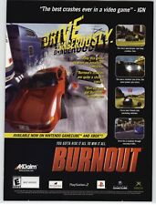 Burnout PS2 Xbox Gamecube 2001 Print Ad/Poster Official Racing Video Game Art picture