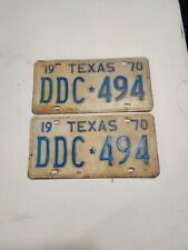 PAIR OF 1970 TEXAS PASSENGER CAR LICENSE PLATES DDC 494 Lot 2 picture