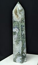 Moss Agate Tower Druzy Point Quartz Crystal Large Big Tall Gemstone picture