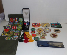 Boys Scouts Of America Vintage Lot Of Patches, Scarf Clips, Pins, Utensils  ect. picture