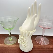 Victorian Style Bisque Porcelain Hand with Flowers Jewelry Glove Display Decor picture