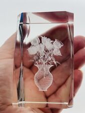 3-D Laser Cut Vase with Bouquet of Roses Beveled Edge Paperweight picture
