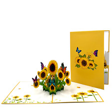 Pop Up Greeting Card Blooming Sun Flower Card Flower Field Bloom Card Nature Lov picture