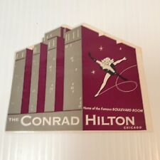 Vintage 1957 Conrad Hilton Luggage Label Sticker Used picture