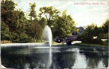 C.1910s Detroit MI Lake Clarks Park Fountain Bridge Michigan Postcard A46 picture