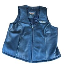 Harley-Davidson Women's 100th Anniversary Leather Motorcycle Vest LARGE Vintage picture