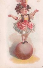 1800s Victorian Trade Card - Cute Little Card -Girl & Ball picture