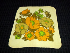 NWOT Vtg Flower Power Yellow MOD FLoral Terry Washcloth Face Cloth Irregular picture