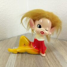 Vintage Winking Pixie Elf Figurine Pointy Ears with Hair picture