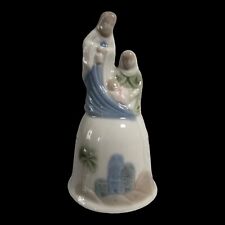 Vintage Schmid Santini Blue And White Porcelain Nativity Bell picture