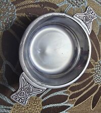 Vintage Small Scottish Quaich Co Pewter Toasting Bowl With Celtic Detail  picture