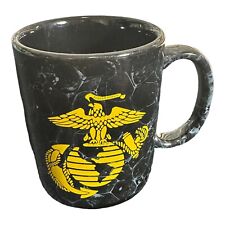 Vintage Marines Coffee Cup Mug Black Marble Gold Military Semper Fidelis USMC picture