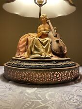 Vintage Guido Cacciapuoti Lady Playing Cello Ceramic Lamp Early 1900’s Italy picture