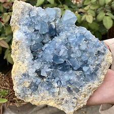 7.71LB Natural Beautiful Blue Celestite Crystal Geode Cave Mineral Specimen picture