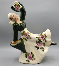 Vintage Hedi Schoop Vase Figural Fan Dancer Figurine Purple Flowers Hollywood CA picture