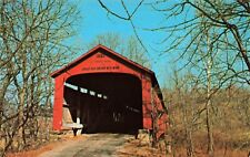 Postcard Red Bridge over Big Raccoon Creek near Rosedale, Indiana picture