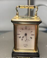Vintage Antique French Carriage L’ Eppe Alarm Clock Brass Case w/ beveled Glass. picture
