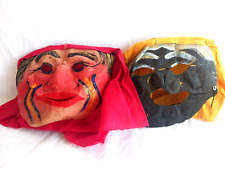 Pair of Vintage Painted Halloween Gauze Masks 1930s picture