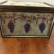 Vintage South Cone Collection Keepsake Vanity Box Hand Painted Green w/ Grapes picture