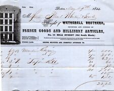 Wetherell Brothers Boston MA 1854 Graphic Billhead French Goods & Millinery picture