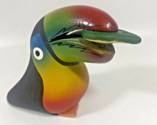 Vintage Art Pottery Toucan  Tropical Bird Colorful Figurine 3.5