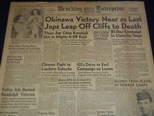 1945 JUNE 20 BROCKTON ENTERPRISE NEWSPAPER - OKINAWA VICTORY NEAR - NT 9459 picture